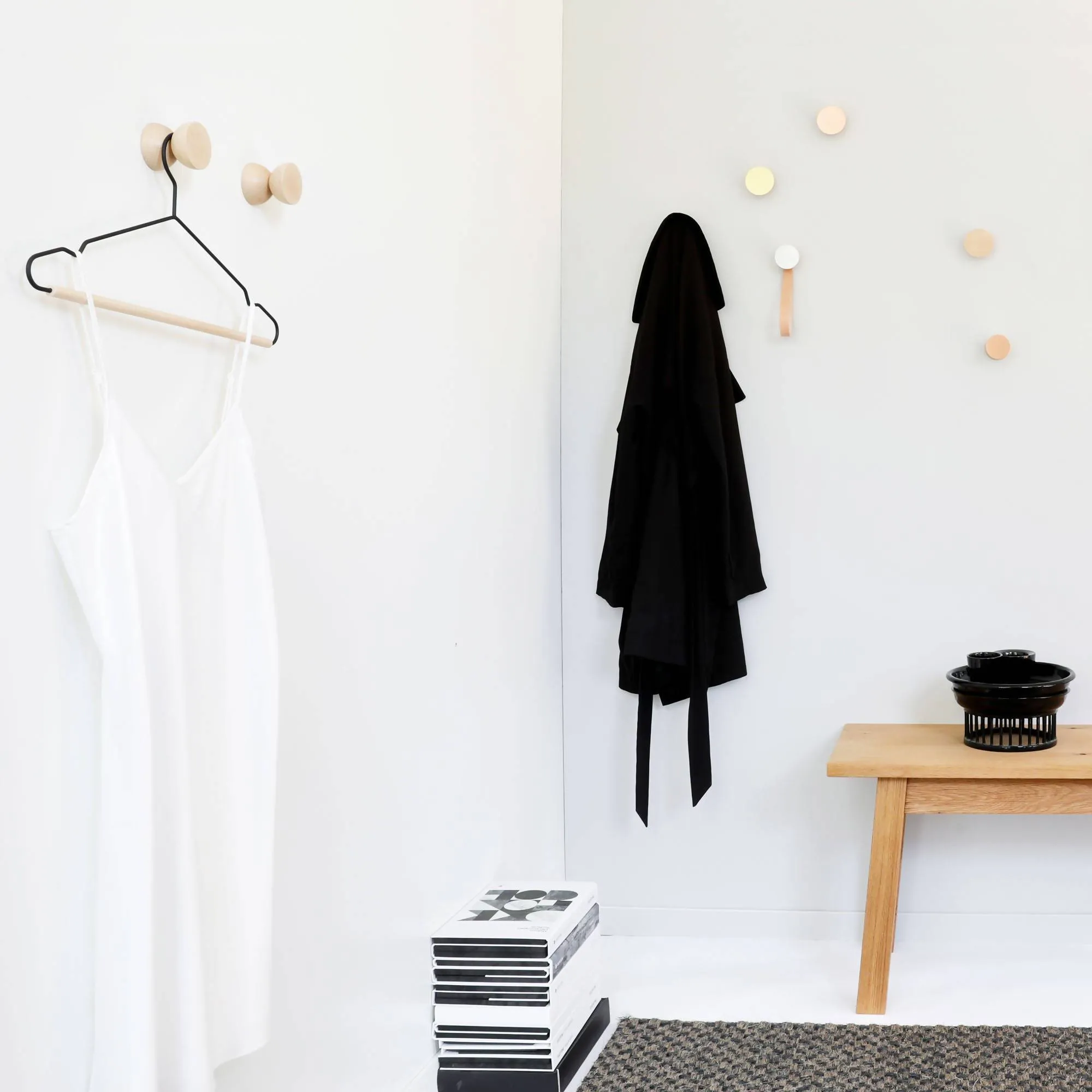 Geometric Beech Wood Wall Mounted Coat Hook / Knob