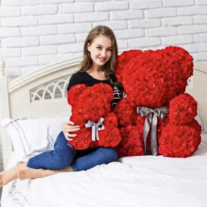 Hflora Rose Flowers Teddy -دببة ورد من فلورا