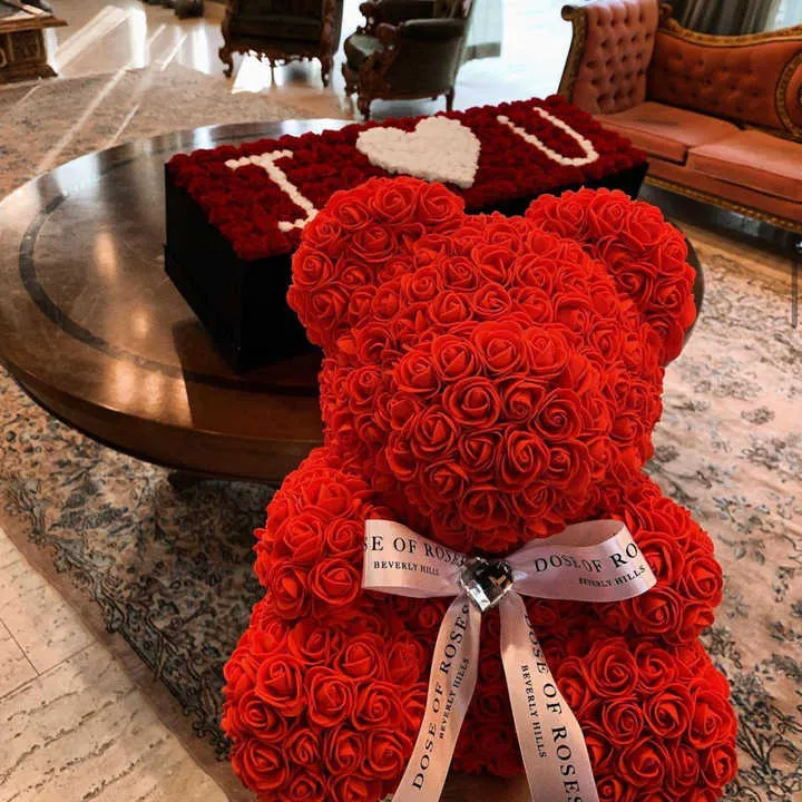 Hflora Rose Flowers Teddy -دببة ورد من فلورا