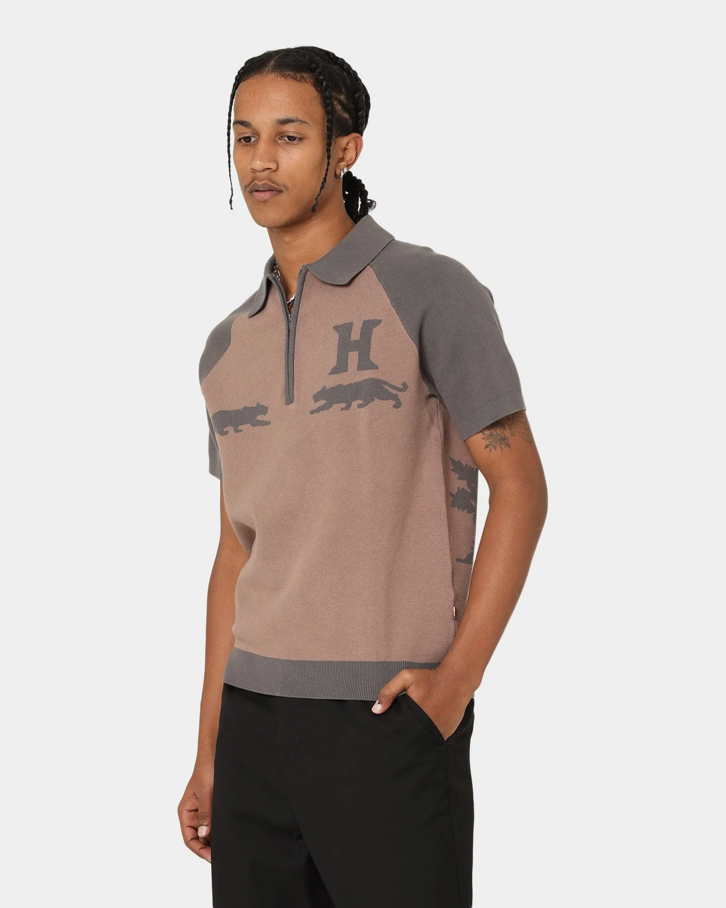 Honor The Gift Rosecrans Knitted Short Sleeve Polo Shirt Hickory