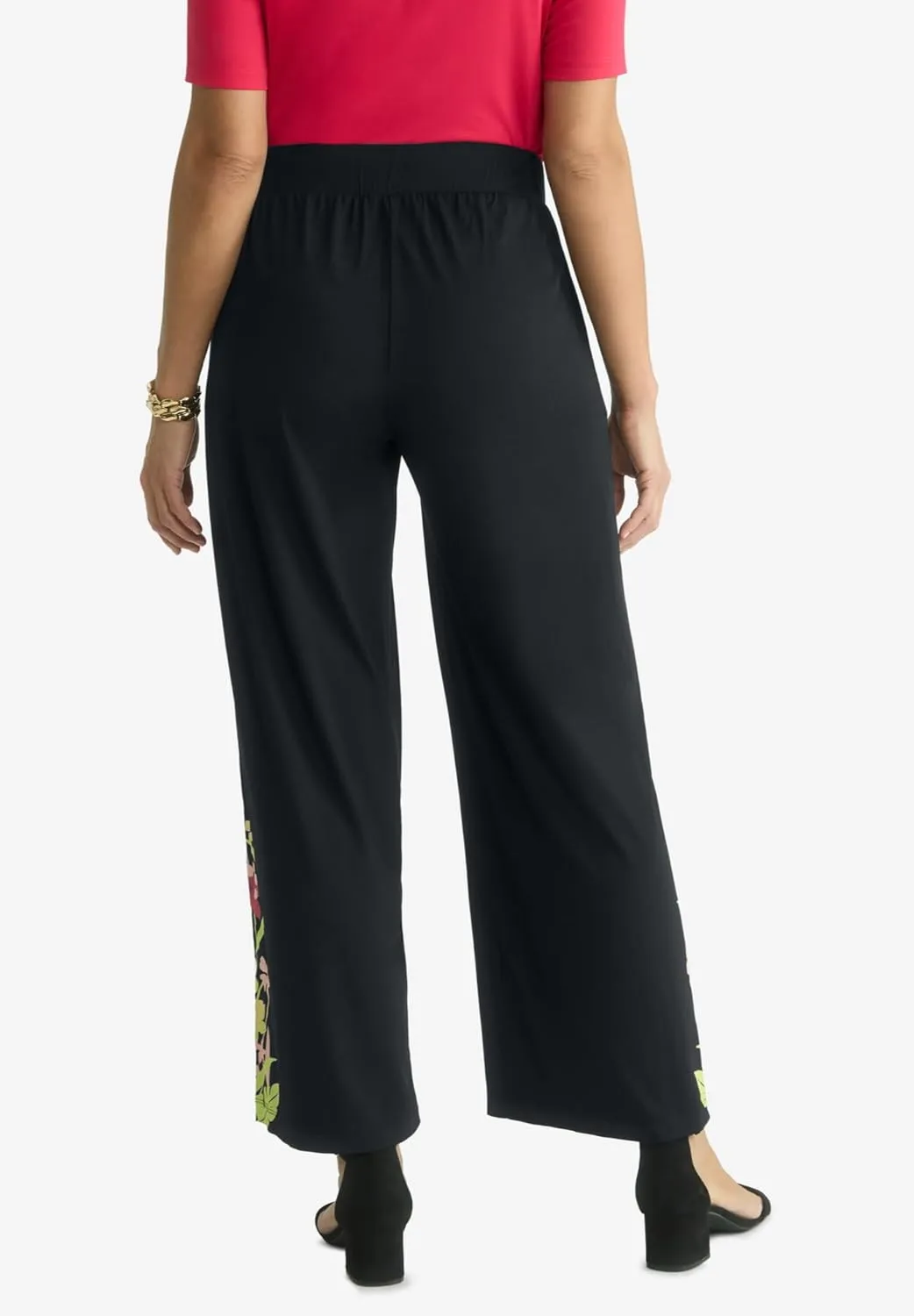 Jessica London Women's Plus Size Knit Palazzo Pant Wide Leg Stretch Dress Pants