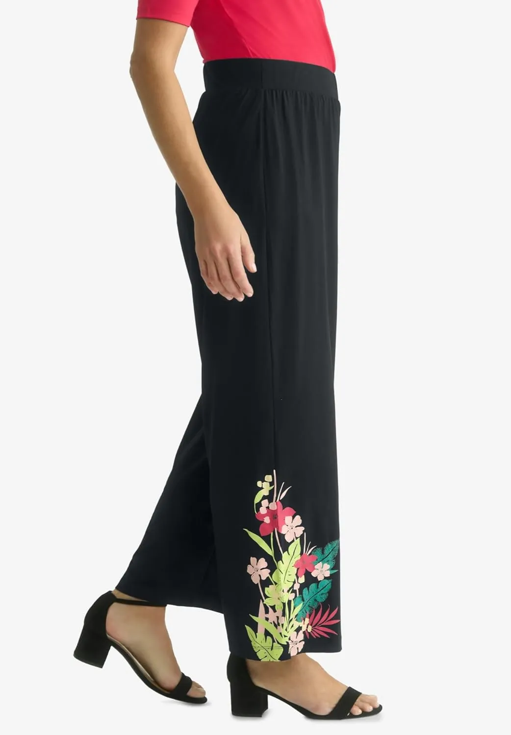 Jessica London Women's Plus Size Knit Palazzo Pant Wide Leg Stretch Dress Pants