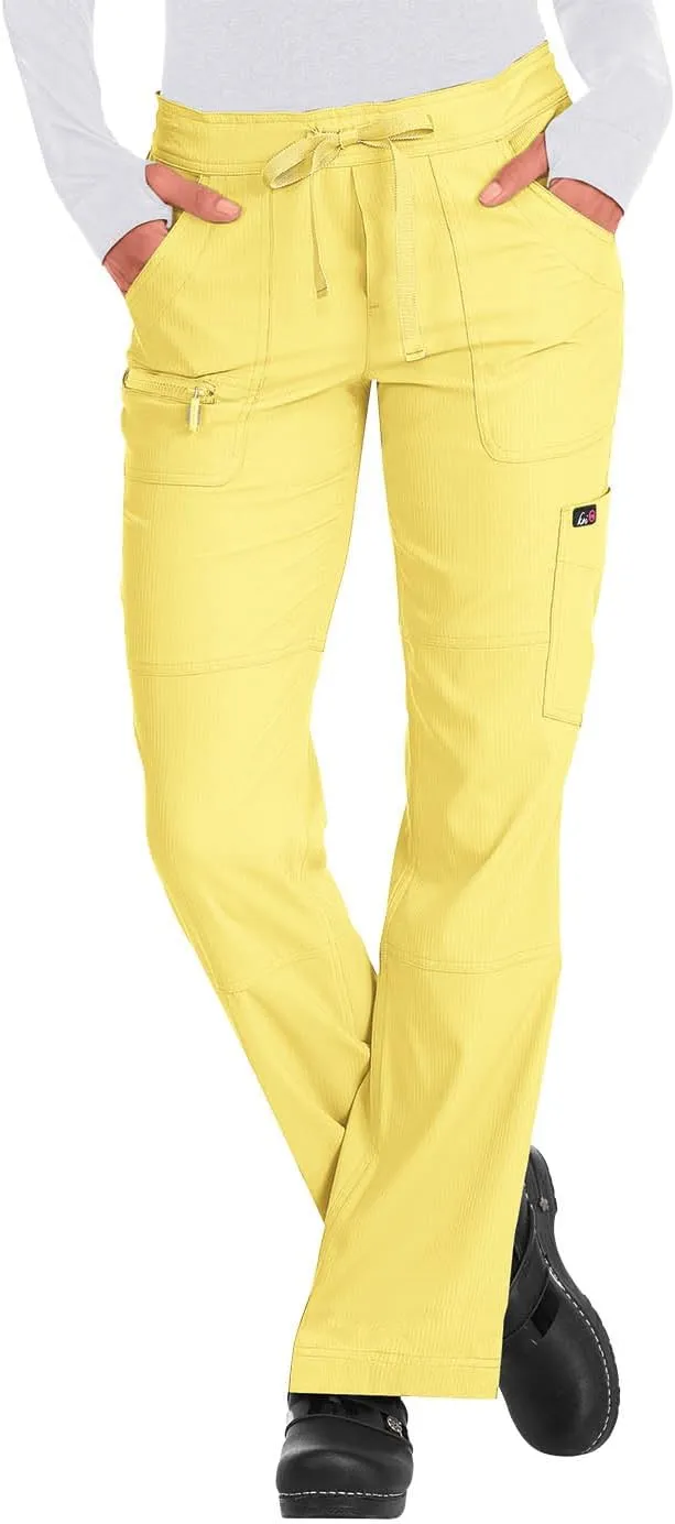 KOI Lite Peace Women's 6-Pocket Stretch Scrub Pants Sunshine X-Large
