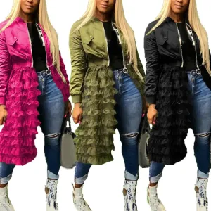 Lace Mesh Zipper Jacket