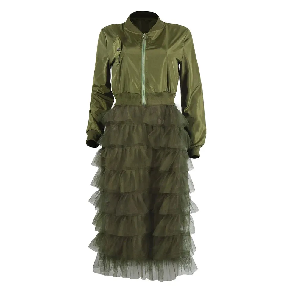 Lace Mesh Zipper Jacket