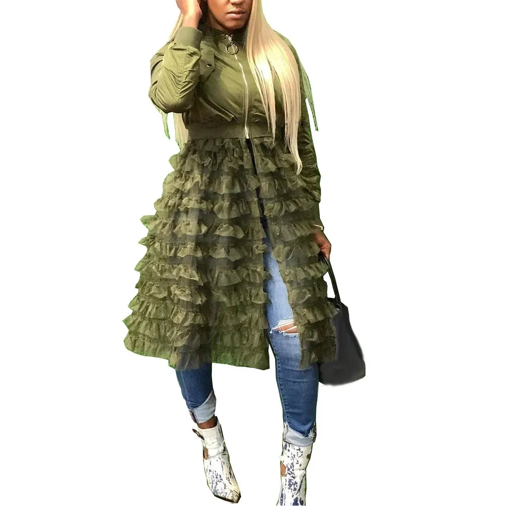 Lace Mesh Zipper Jacket