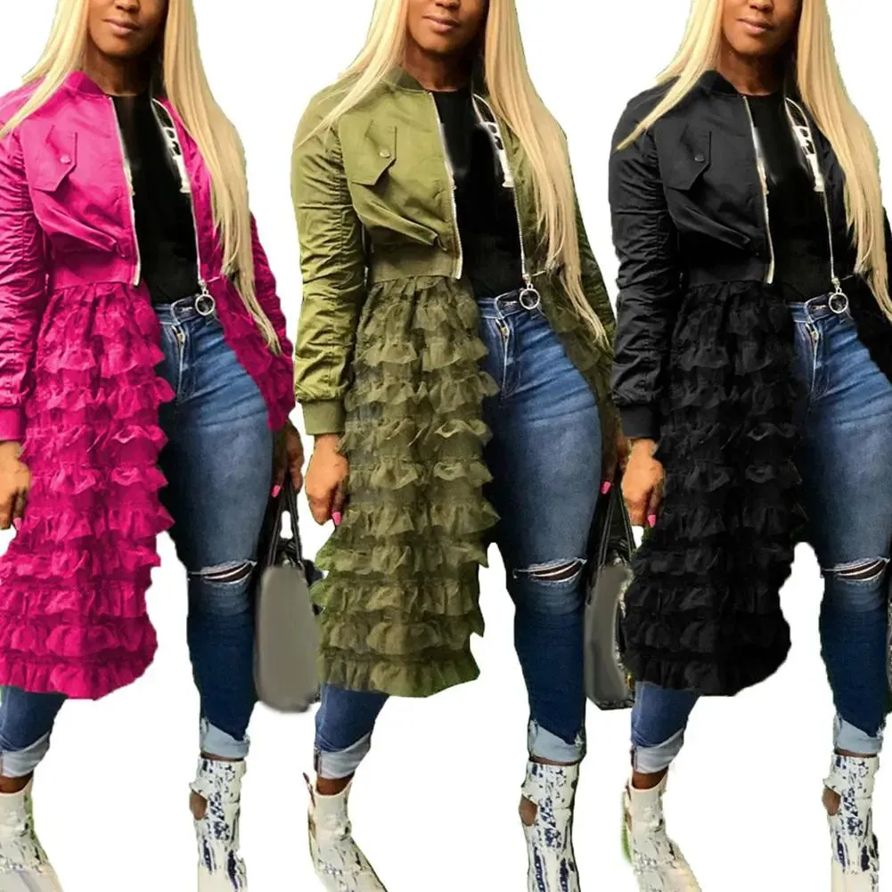 Lace Mesh Zipper Jacket