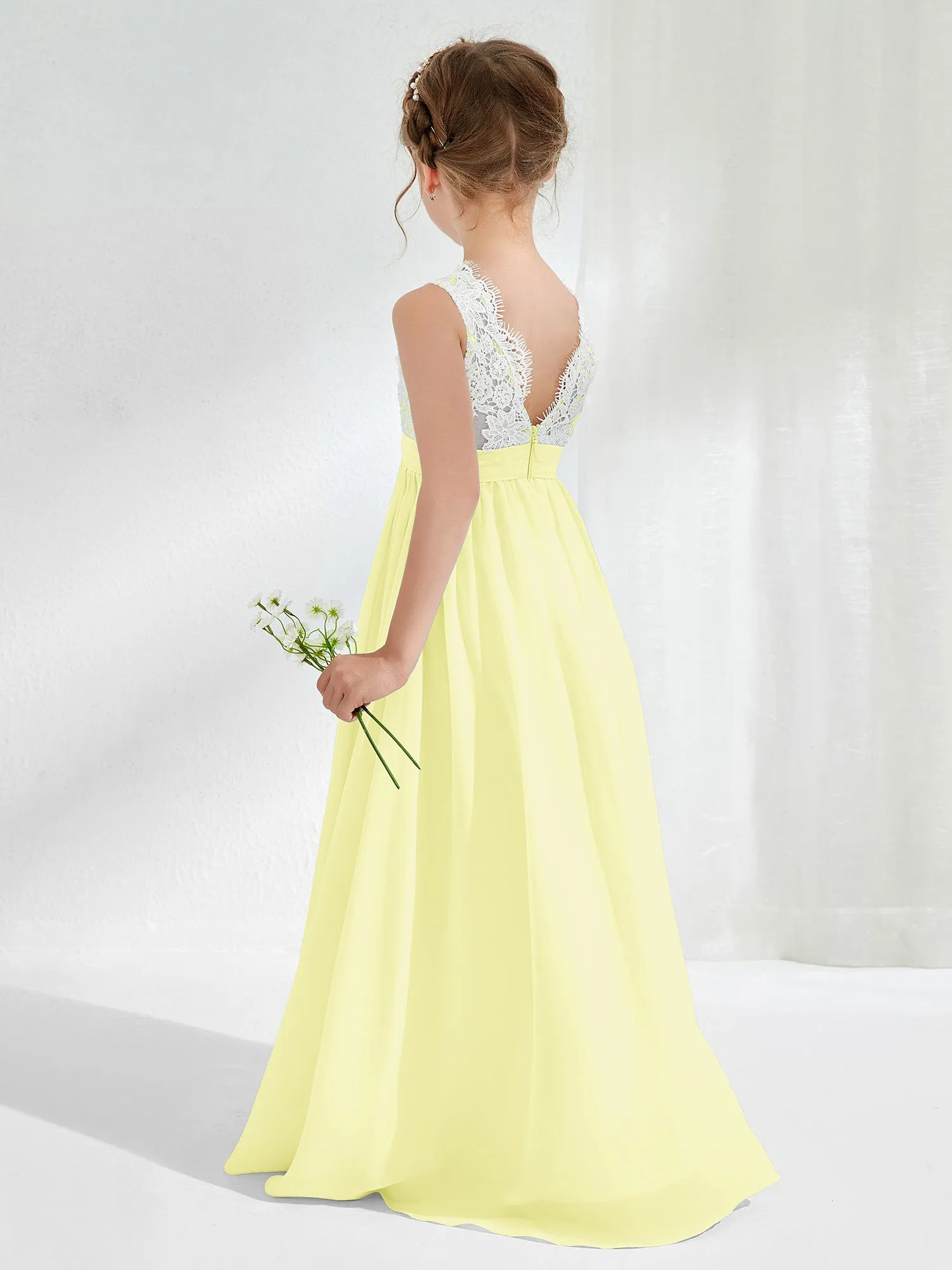 Lace Top Junior Bridesmaid Dresses Daffodil