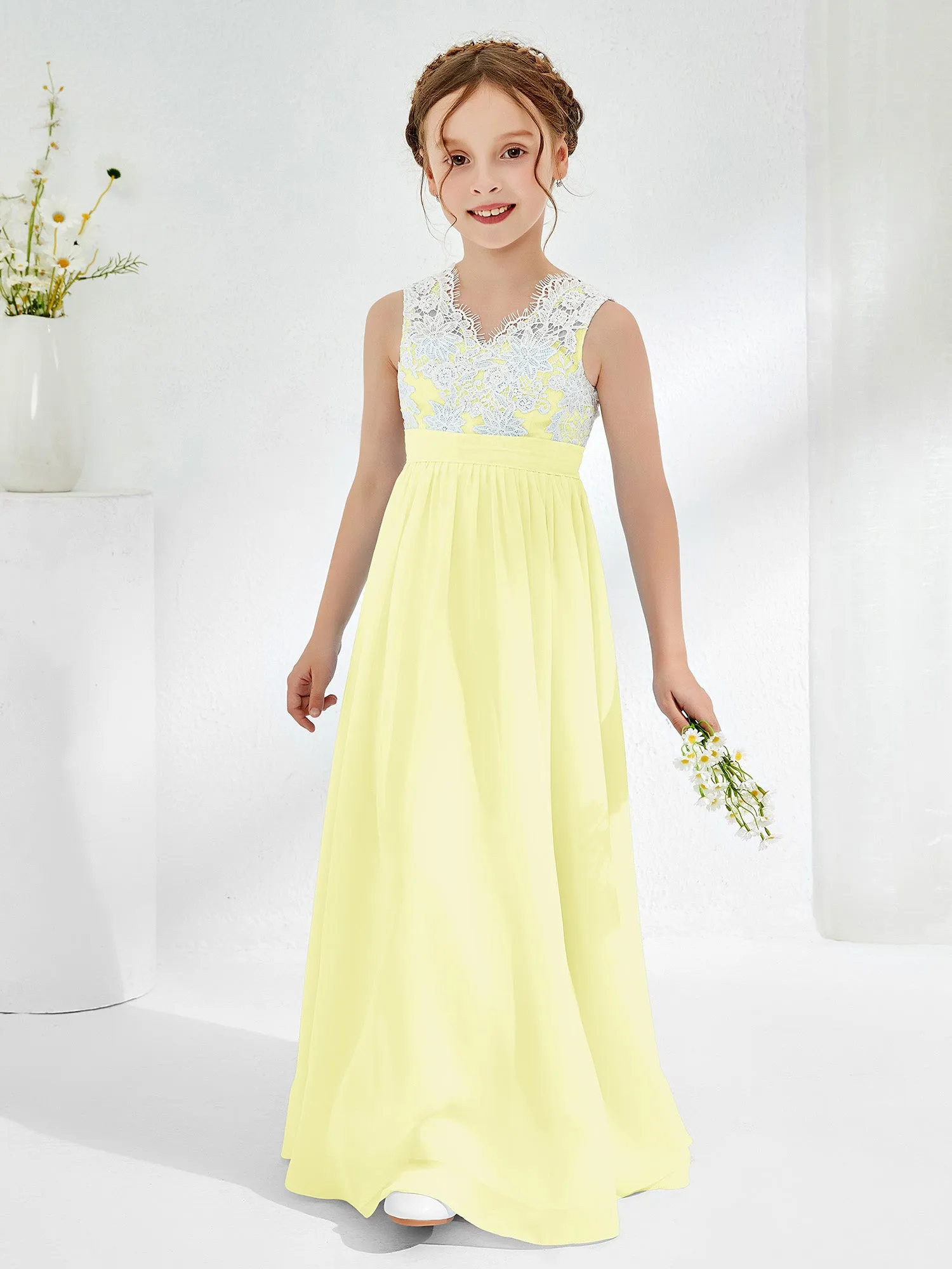 Lace Top Junior Bridesmaid Dresses Daffodil
