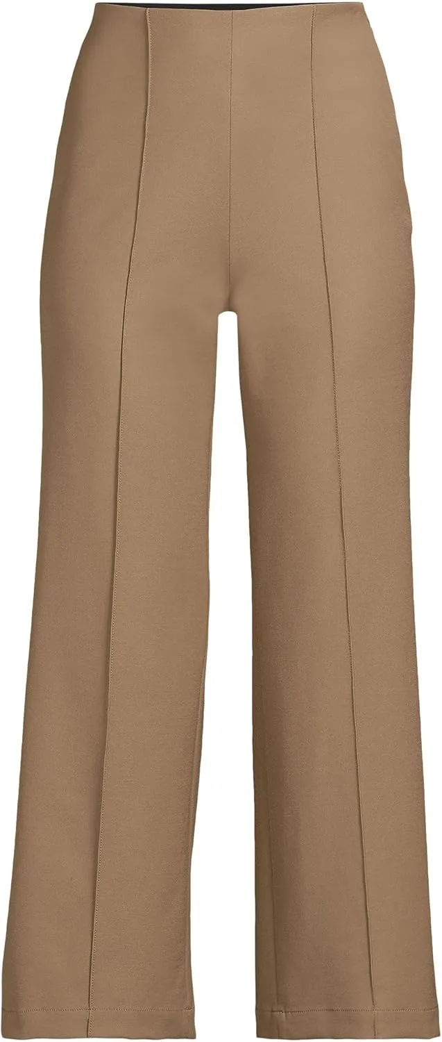 Lands' End Women's Bi Stretch High Rise Pintuck Wide Leg Crop Pants