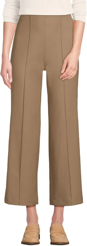 Lands' End Women's Bi Stretch High Rise Pintuck Wide Leg Crop Pants