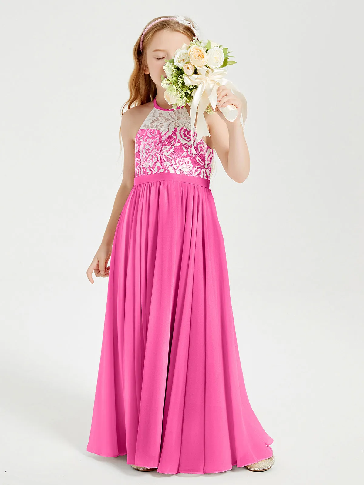 Long Chiffon Bridesmaid Dresses Lace Top Azalea
