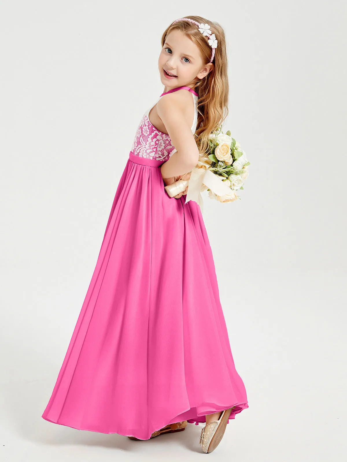 Long Chiffon Bridesmaid Dresses Lace Top Azalea