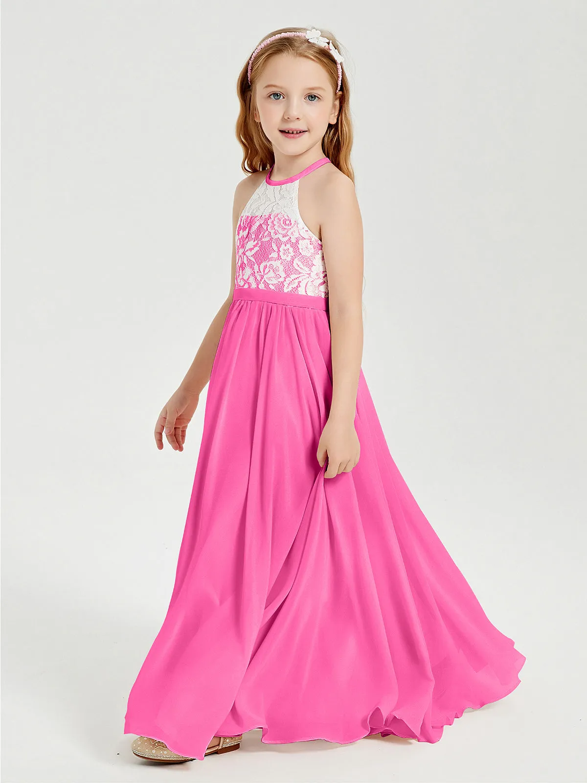 Long Chiffon Bridesmaid Dresses Lace Top Azalea