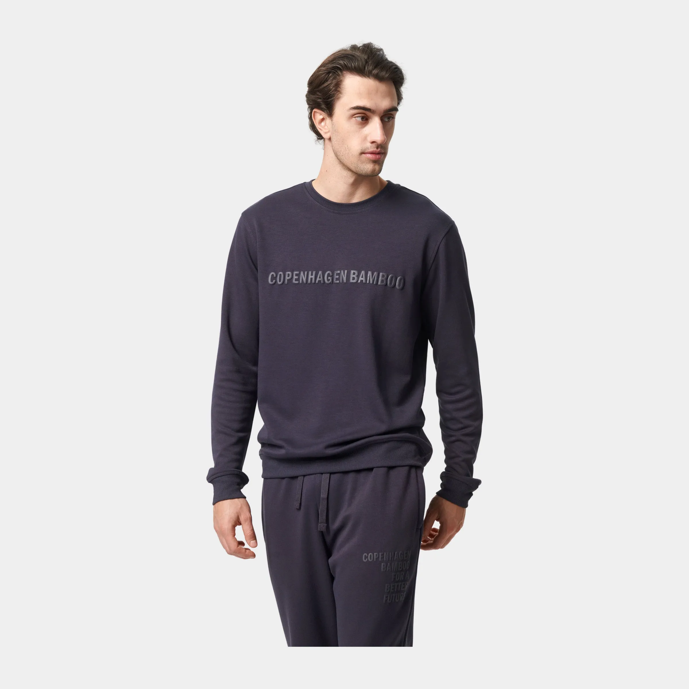 Mørkegrå bambus sweatshirt med logo