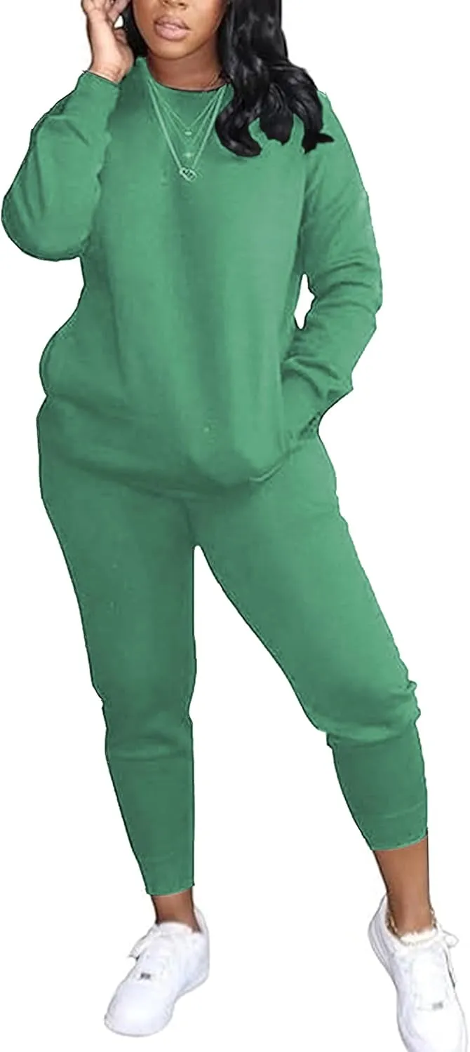 OCEANLUX Two Piece Sweatsuits For Women Casual Joging Outfits Long Sleeve Legging Pants
