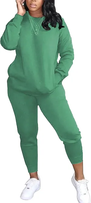 OCEANLUX Two Piece Sweatsuits For Women Casual Joging Outfits Long Sleeve Legging Pants