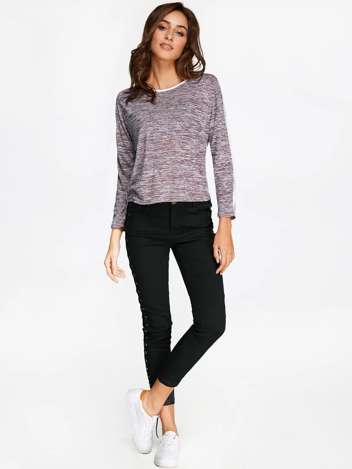 OEM ODM Round Neck Long Sleeve Khaki Top