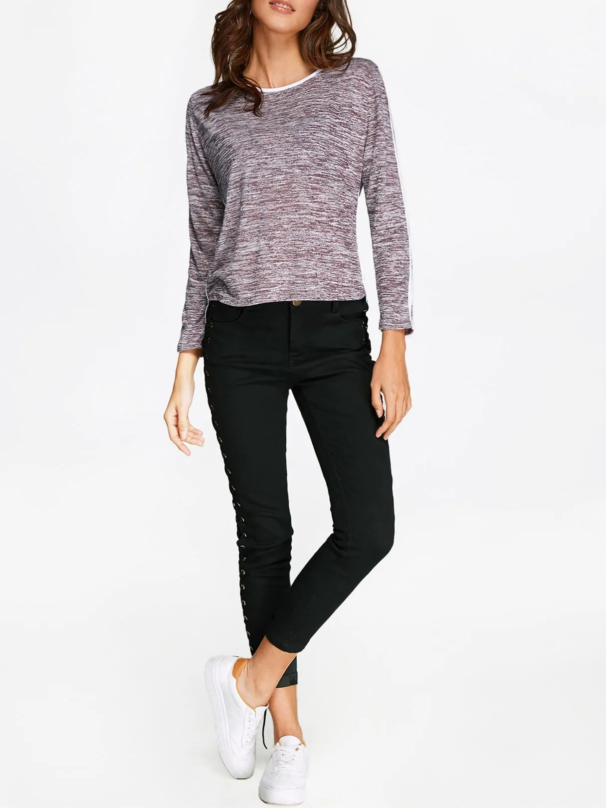 OEM ODM Round Neck Long Sleeve Khaki Top