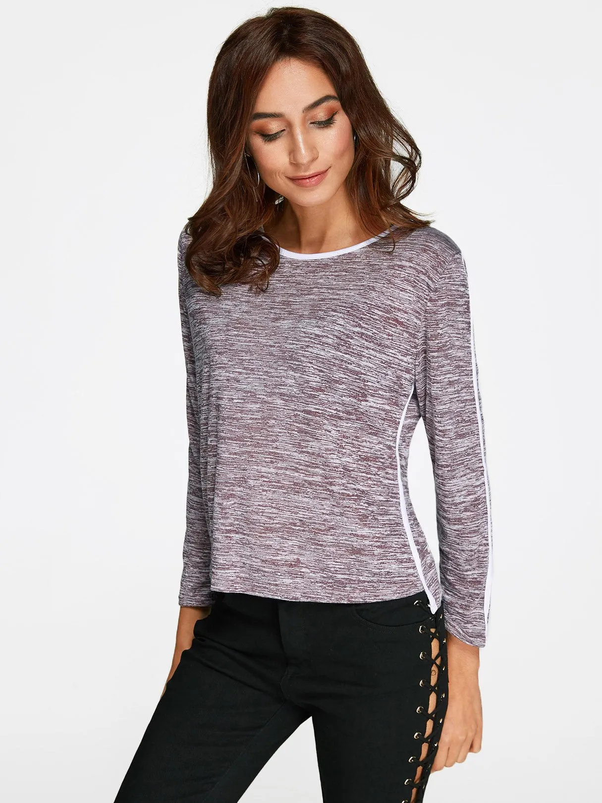 OEM ODM Round Neck Long Sleeve Khaki Top