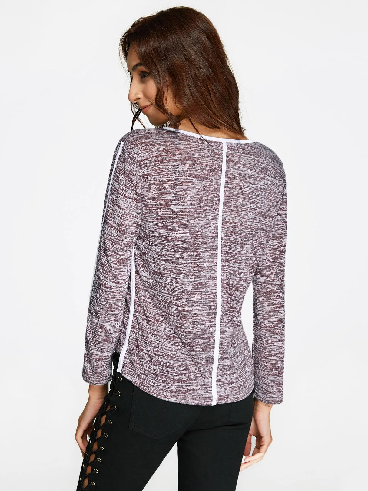 OEM ODM Round Neck Long Sleeve Khaki Top