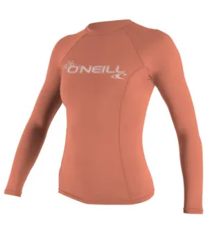 O'Neill Womens Basic Skins L/S Rash Vest - Grapefruit