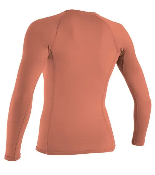 O'Neill Womens Basic Skins L/S Rash Vest - Grapefruit