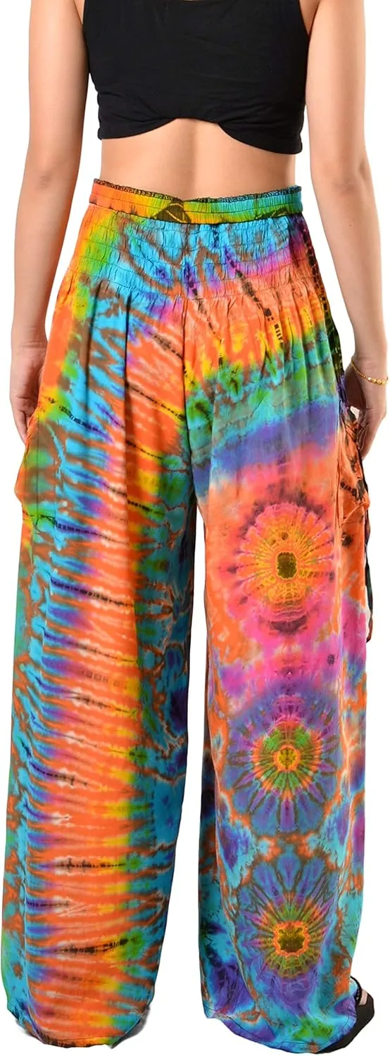 Orient Trail Women's Cold Dyed Wide Leg Palazzo Yoga Tie Dye Pants