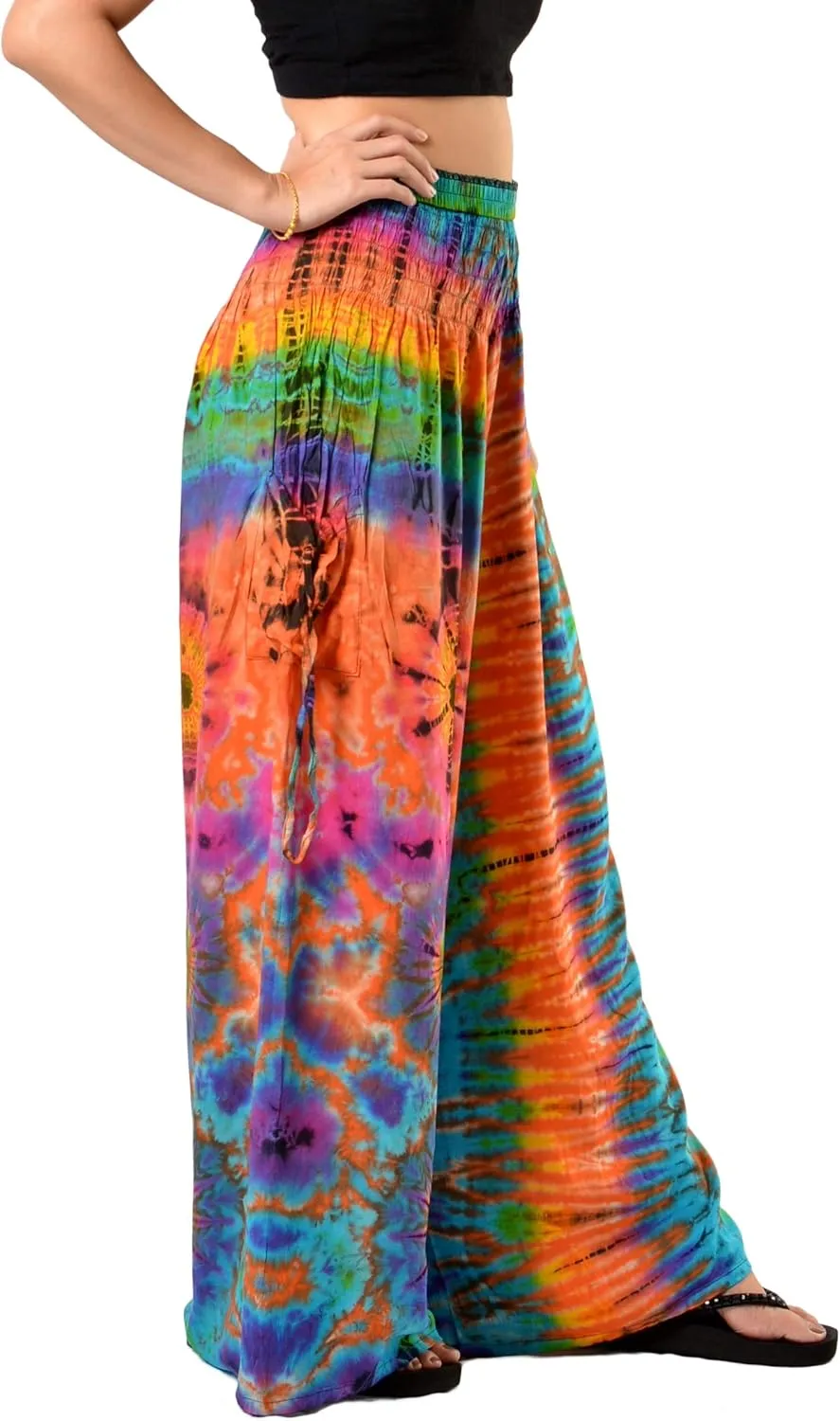 Orient Trail Women's Cold Dyed Wide Leg Palazzo Yoga Tie Dye Pants