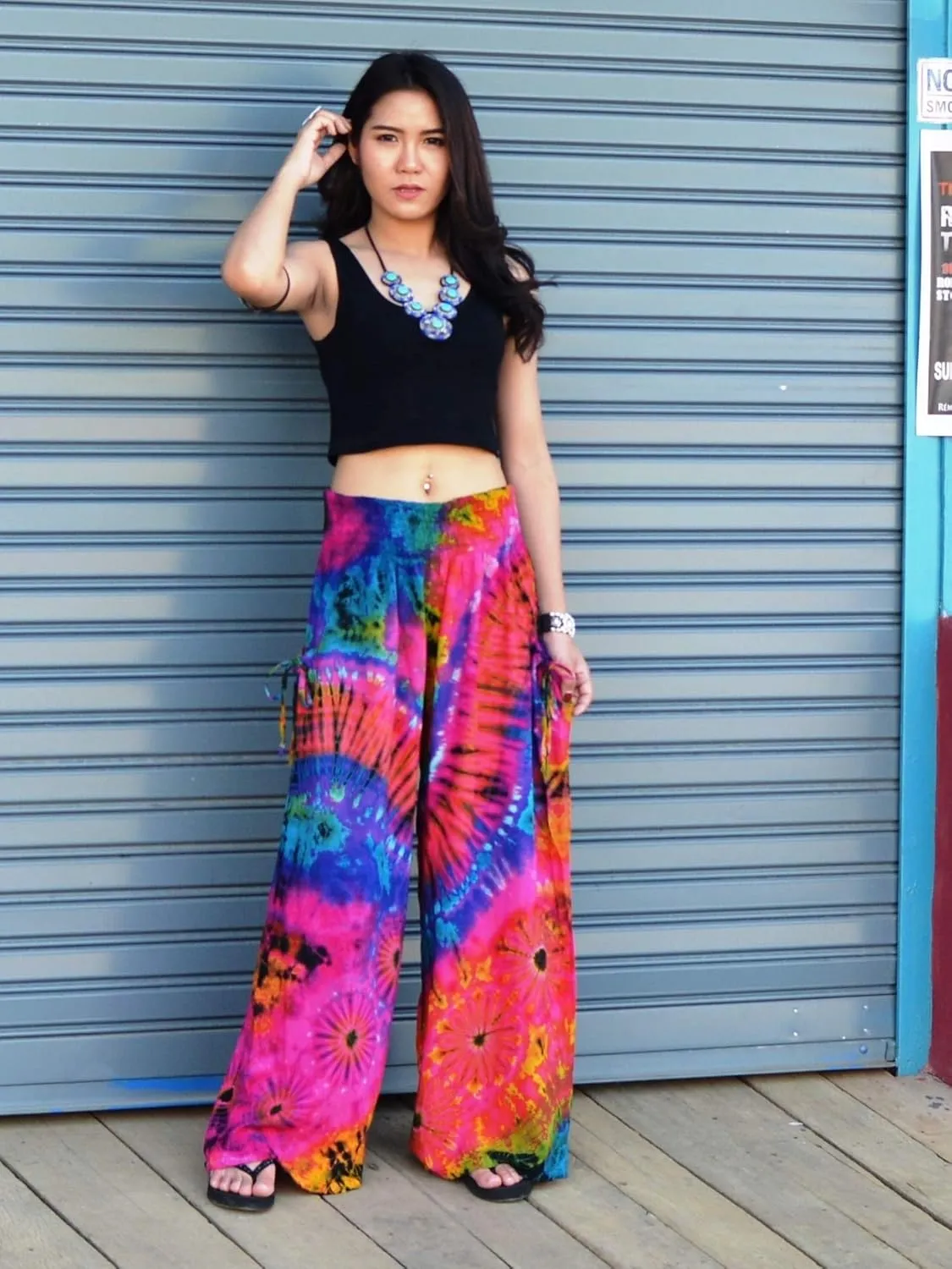 Orient Trail Women's Cold Dyed Wide Leg Palazzo Yoga Tie Dye Pants