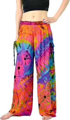 Orient Trail Women's Cold Dyed Wide Leg Palazzo Yoga Tie Dye Pants