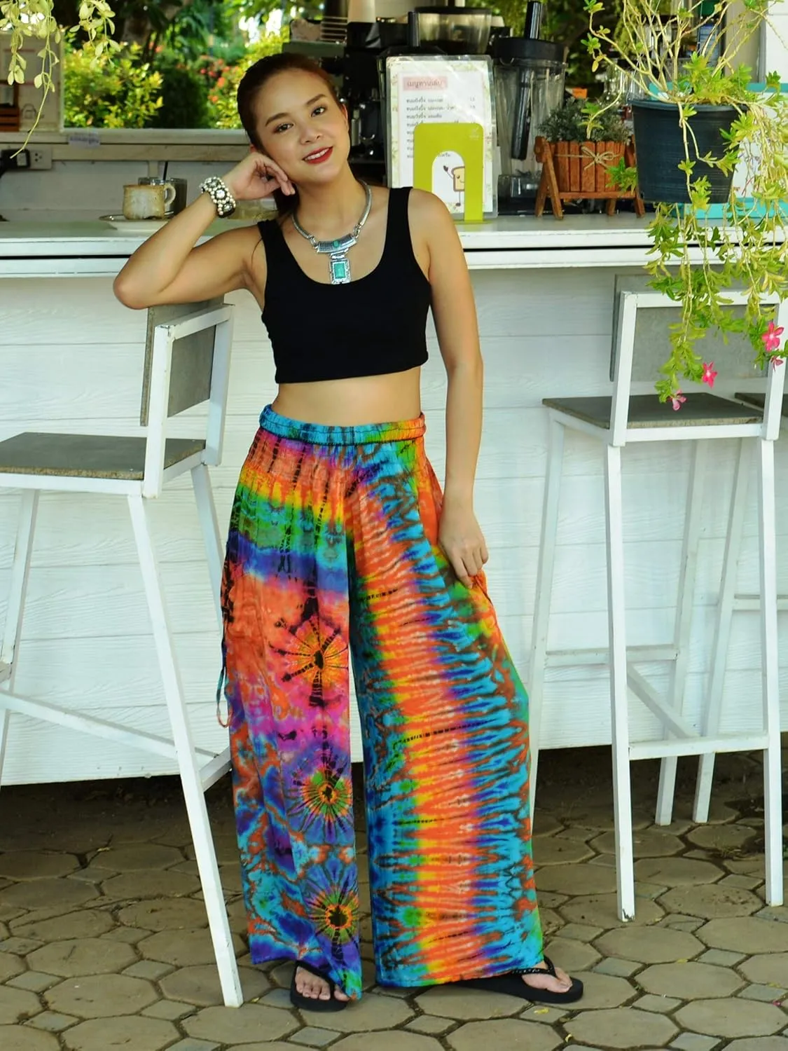 Orient Trail Women's Cold Dyed Wide Leg Palazzo Yoga Tie Dye Pants