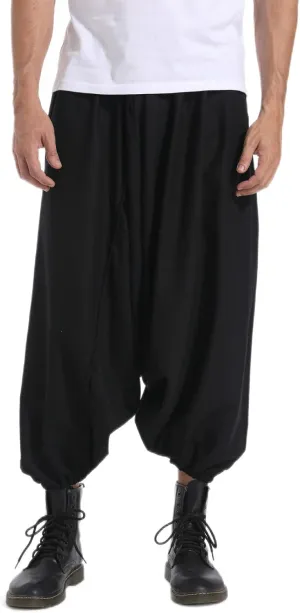 PACEIADTA Men's Casual Skirt Pants Loose Wide Leg Hippie Harem Trousers