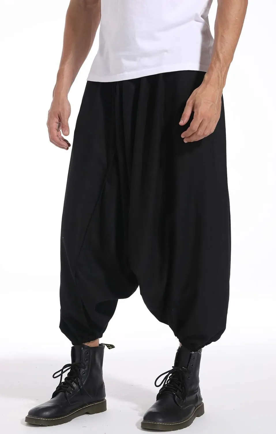 PACEIADTA Men's Casual Skirt Pants Loose Wide Leg Hippie Harem Trousers