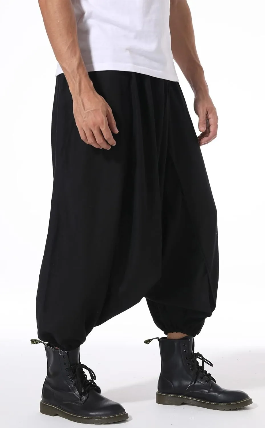 PACEIADTA Men's Casual Skirt Pants Loose Wide Leg Hippie Harem Trousers