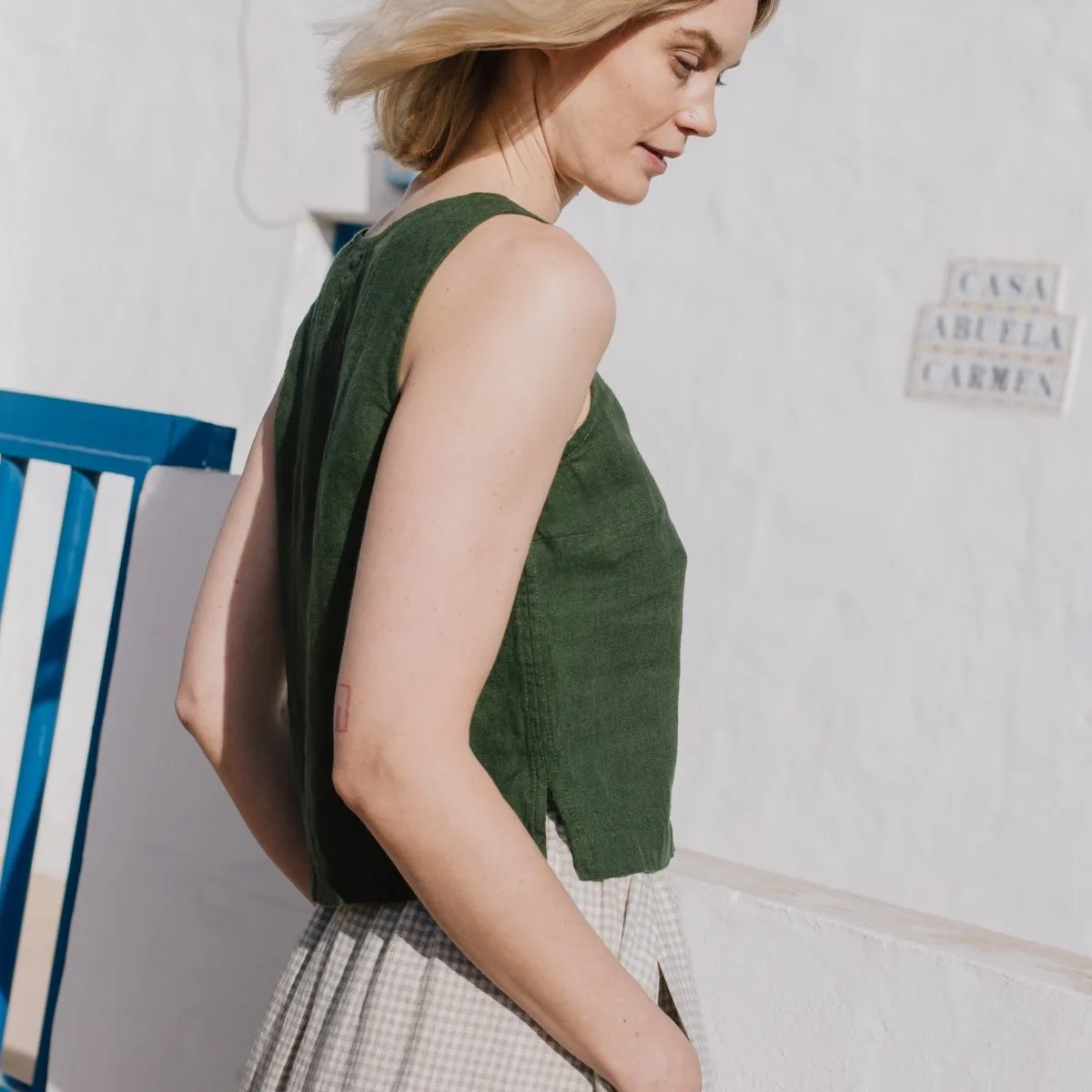 PERCE cropped linen top