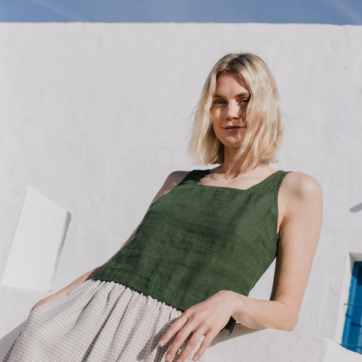 PERCE cropped linen top