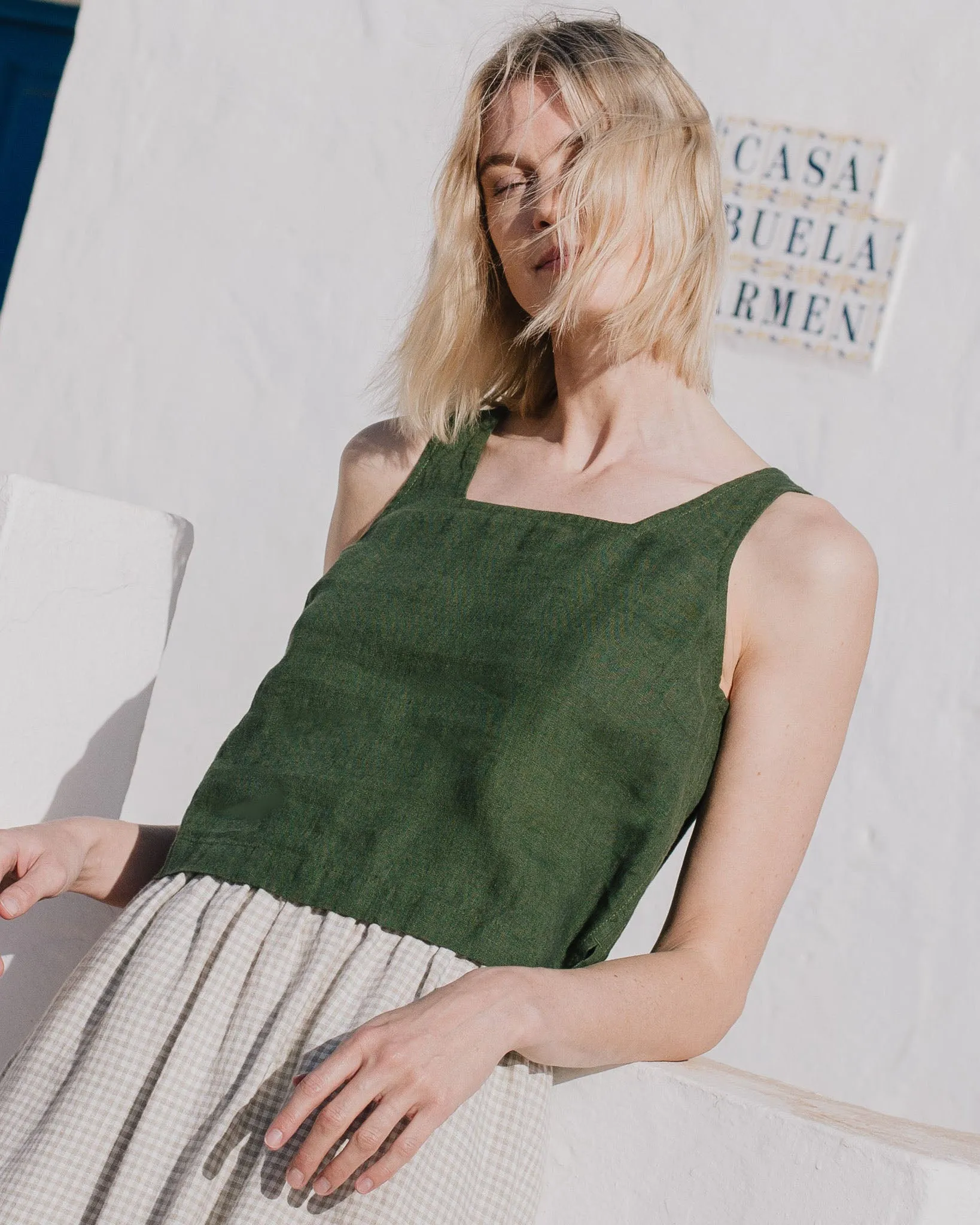 PERCE cropped linen top