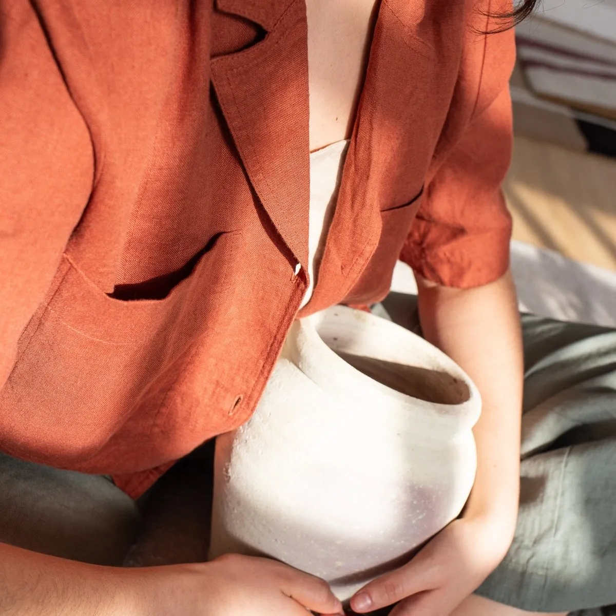 PERCE cropped linen top
