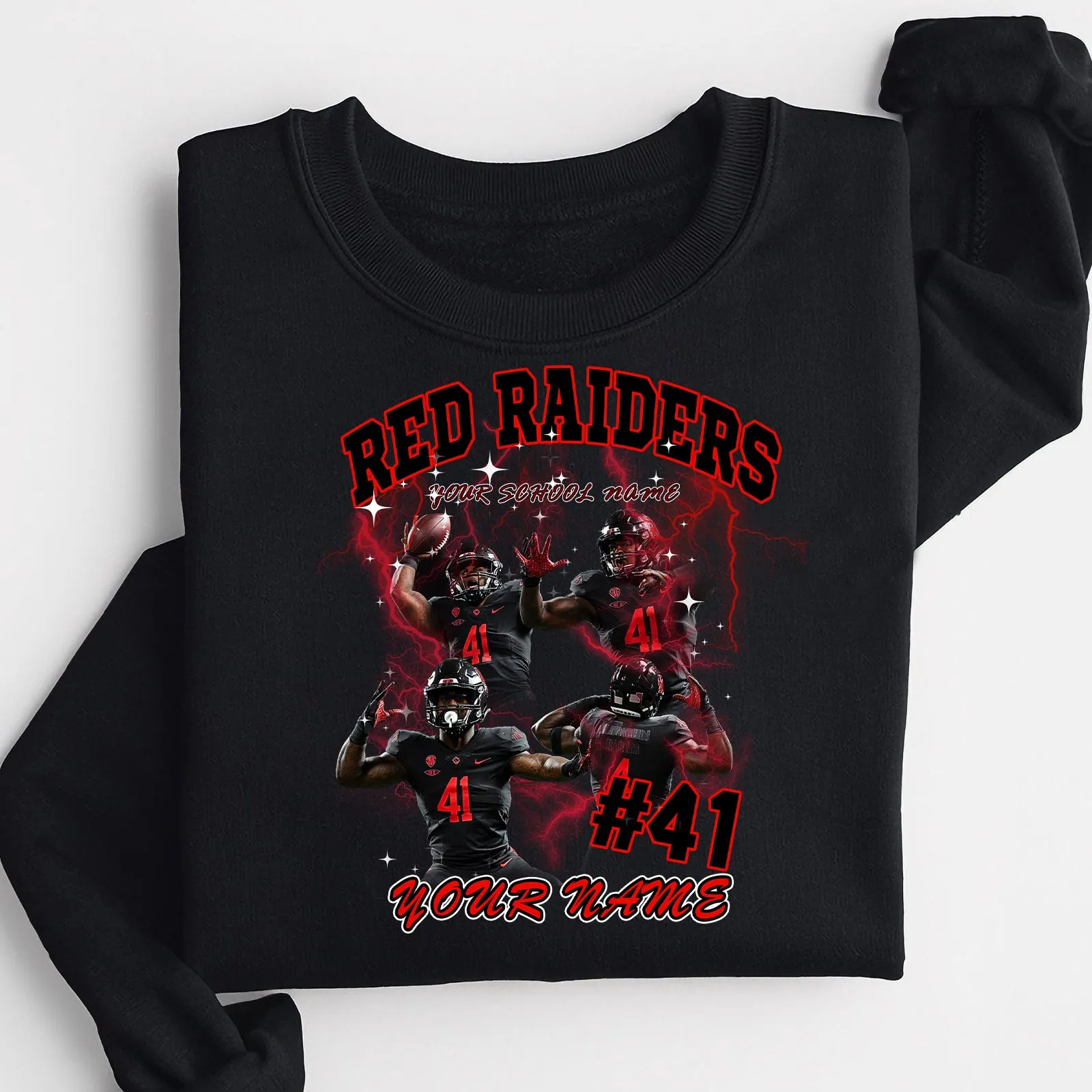 Personalized Football T-Shirt Hoodie Sweatshirt, Texas Tech Red Raiders Football, Custom Player Name Number, TTU Football Fans Gift