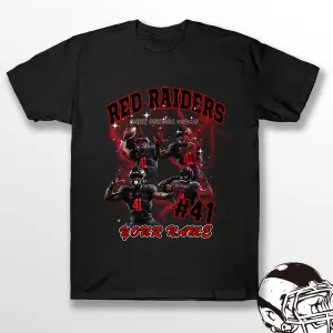 Personalized Football T-Shirt Hoodie Sweatshirt, Texas Tech Red Raiders Football, Custom Player Name Number, TTU Football Fans Gift