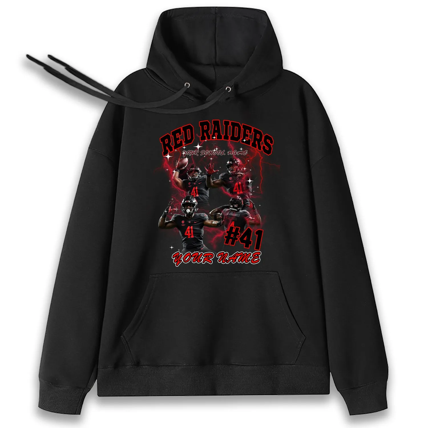Personalized Football T-Shirt Hoodie Sweatshirt, Texas Tech Red Raiders Football, Custom Player Name Number, TTU Football Fans Gift