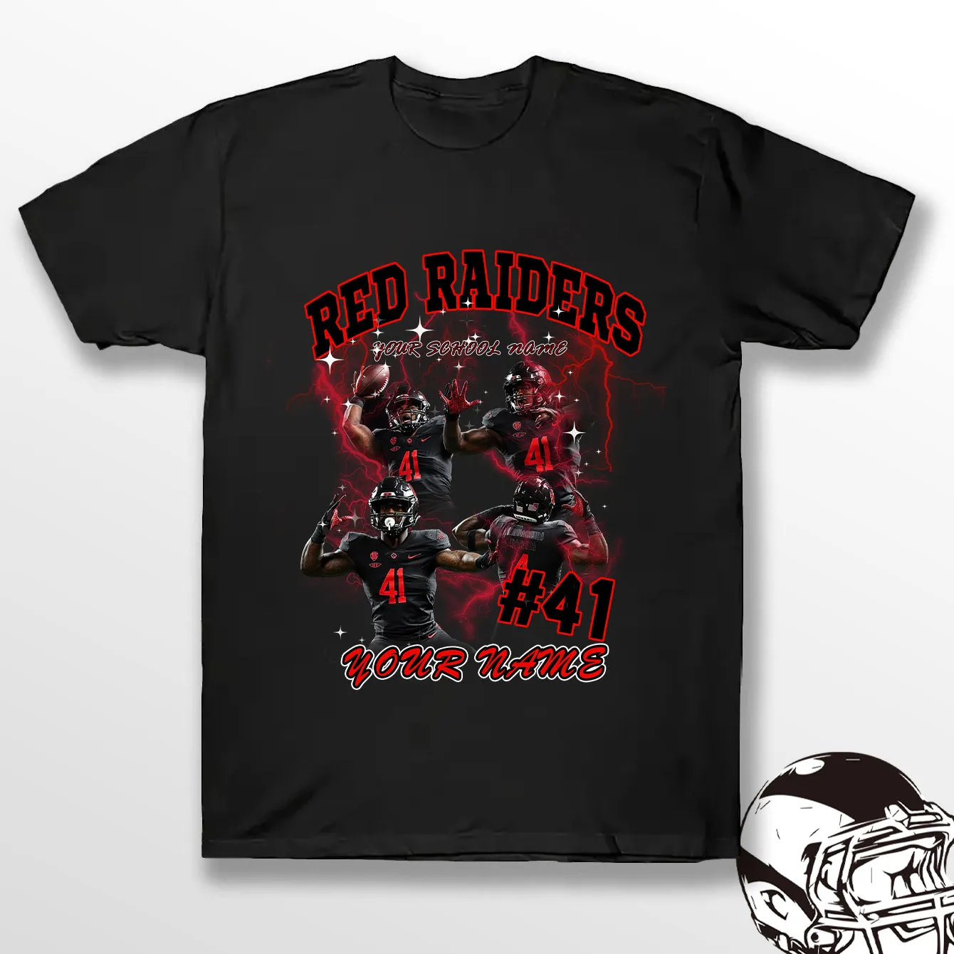 Personalized Football T-Shirt Hoodie Sweatshirt, Texas Tech Red Raiders Football, Custom Player Name Number, TTU Football Fans Gift