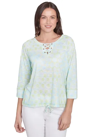 Petite Spring Thing Lace-Up Neck Top