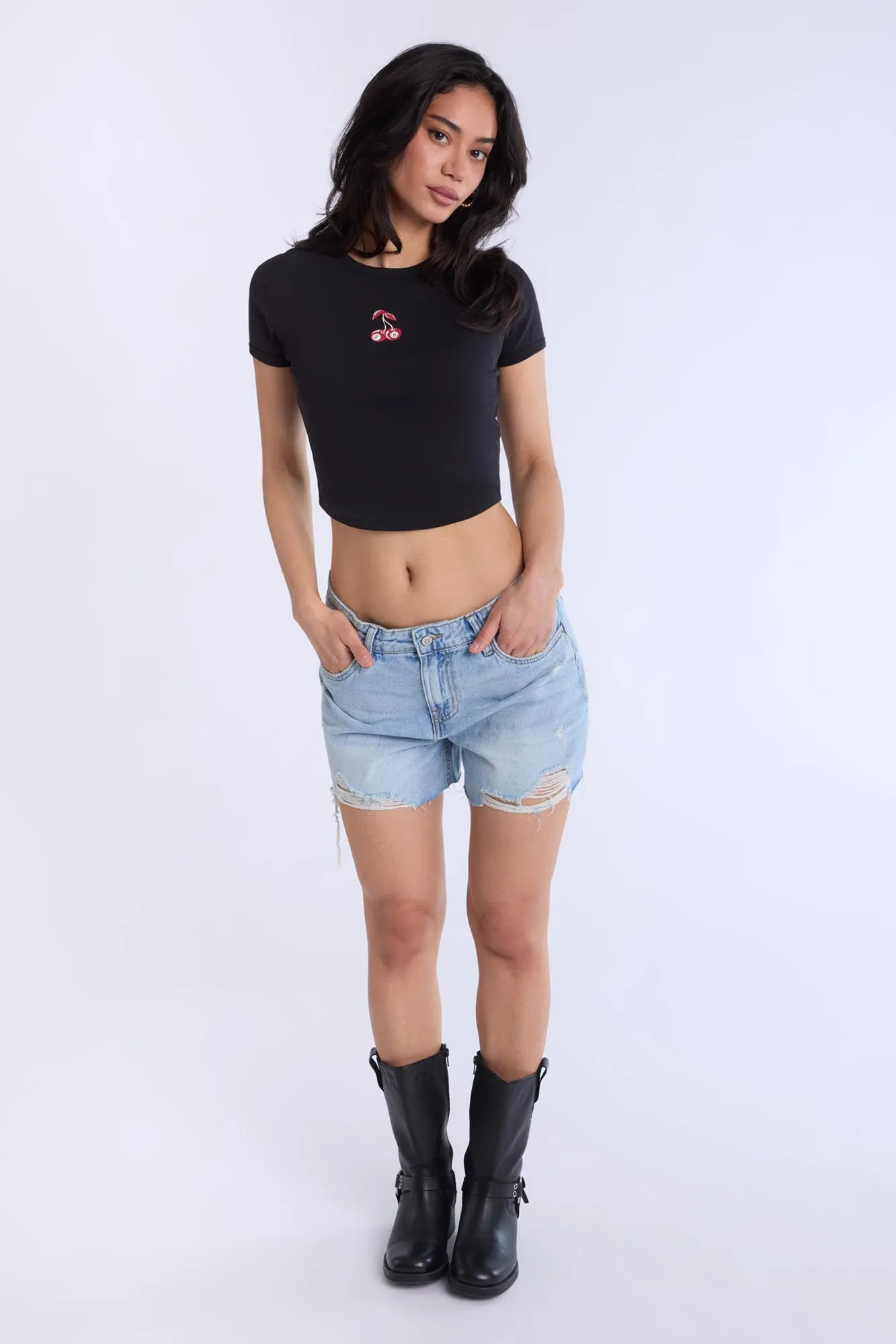 Ribbed Crew Neck Baby Tee
