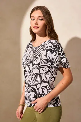 Ruffle Sleeve Top-Black
