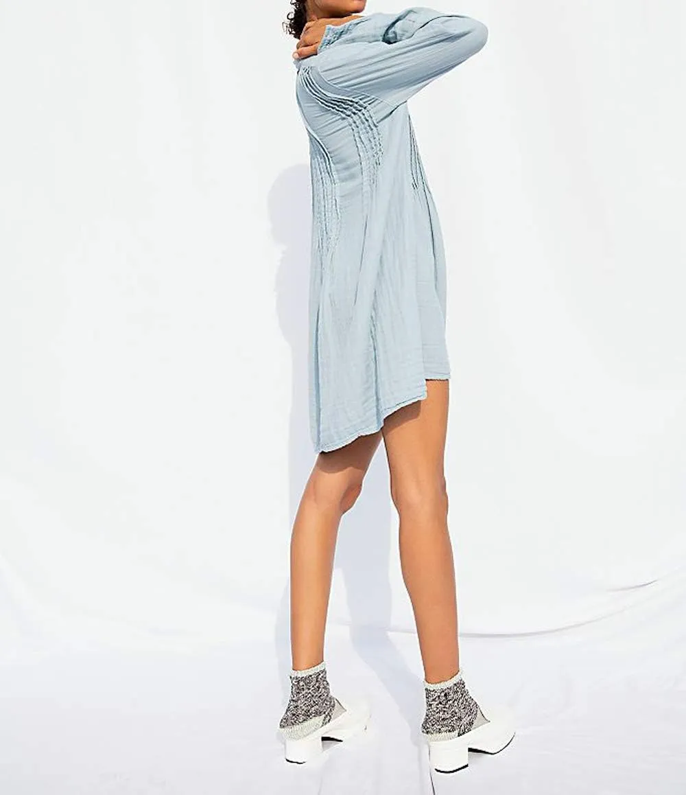 R.Vivimos Women's Tunic Dress Fall Cotton Button Down Long Sleeves Casual Mini Shirt Dress