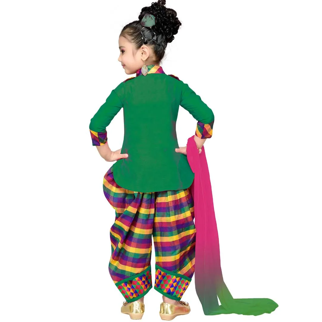 Self Design Cotton Silk Ethnic Kurti, Patiala and Dupatta Set