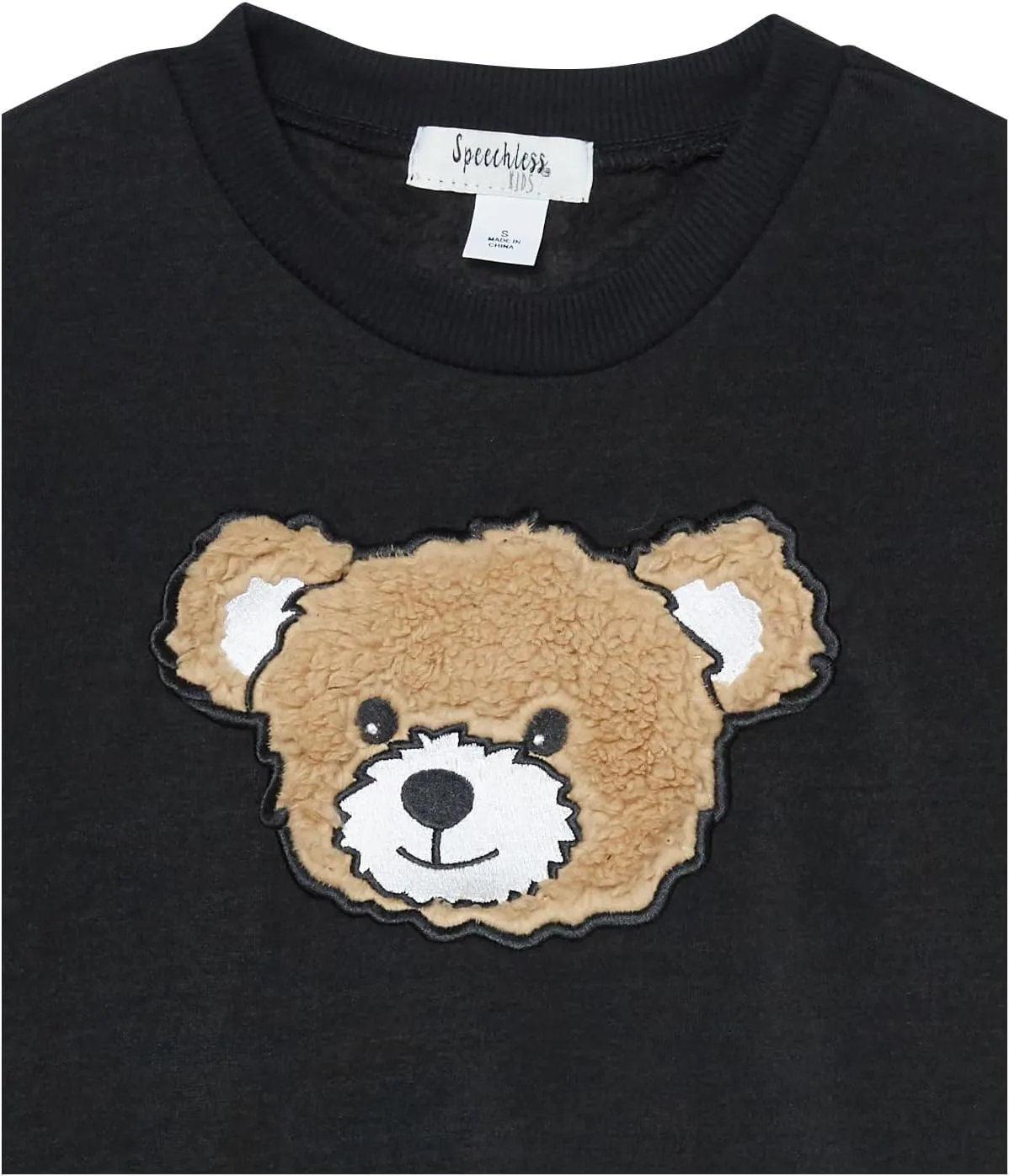 Speechless Girls' Fuzzy Fleece Teddy Bear Graphic Sweatshirt