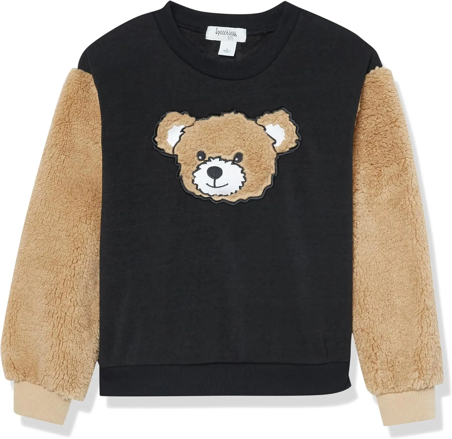 Speechless Girls' Fuzzy Fleece Teddy Bear Graphic Sweatshirt